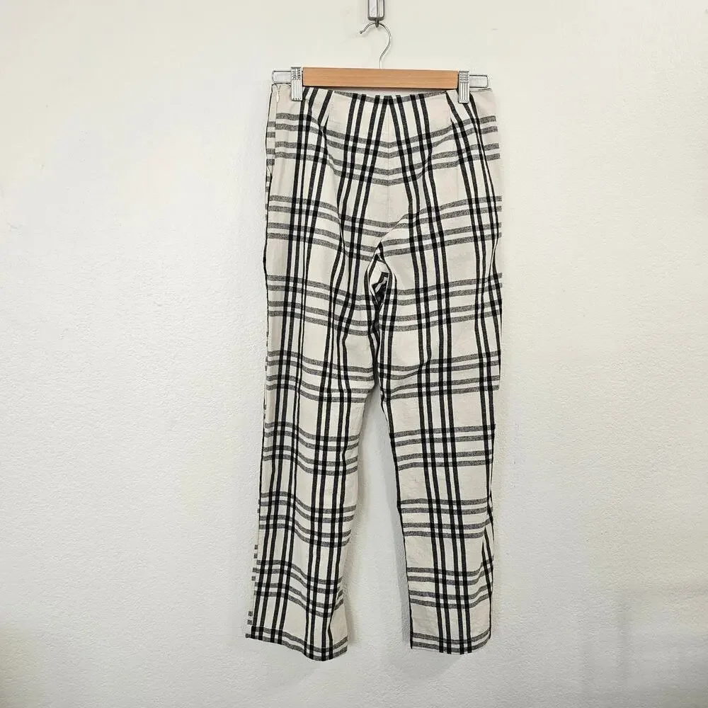 MNG Plaid Trouser Black Cream Size 2